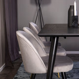 Dipp jídelní stůl - 180*90cm - Černá dýha / černé nohy s mosazným dippem +Velvet Ma