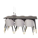 Dipp jídelní stůl - 180*90cm - Černá dýha / černé nohy s mosazným dippem +Velvet Ma