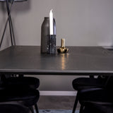 Dipp jídelní stůl - 180*90cm - Černá dýha / černé nohy s mosazným dipp - Sametová jídelní židle Mosaz - Černá / Černá 6