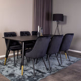 Dipp jídelní stůl - 180*90cm - Černá dýha / černé nohy s mosazným dippem +Velvet De