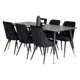 Dipp jídelní stůl - 180*90cm - Černá dýha / černé nohy s mosazným dippem +Velvet De