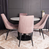 Jídelní stůl Razzia 106cm -Bílá Terazzo / Černá +Leone jídelní židle - Černé nohy / Dusty PinkCorduroy _4