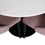 Jídelní stůl Razzia 106cm -Bílá Terazzo / Černá +Leone jídelní židle - Černé nohy / Dusty PinkCorduroy _4