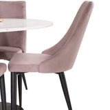 Jídelní stůl Razzia 106cm -Bílá Terazzo / Černá +Leone jídelní židle - Černé nohy / Dusty PinkCorduroy _4