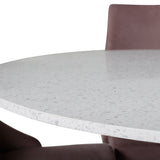 Jídelní stůl Razzia 106cm -Bílá Terazzo / Černá +Leone jídelní židle - Černé nohy / Dusty PinkCorduroy _4