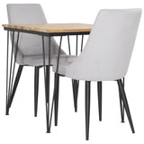Jídelní stůl Bali - 80*80 cm - Teak / Černá + Jídelní židle Leone - Černé nohy / Světle šedý manšestr _2