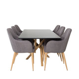 Piazza Matbord - Ek-look / svart - 180*90*75 +Comfort - Jídelní židle - Dub/tmavě šedá _6