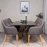 Piazza Matbord - Ek-look / svart - 180*90*75 +Comfort - Jídelní židle - Dub/tmavě šedá _6