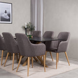 Piazza Matbord - Ek-look / svart - 180*90*75 +Comfort - Jídelní židle - Dub/tmavě šedá _6
