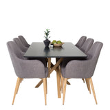 Piazza Matbord - Ek-look / svart - 180*90*75 +Comfort - Jídelní židle - Dub/tmavě šedá _6