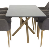 Piazza Matbord - Ek-look / svart - 180*90*75 +Comfort - Jídelní židle - Dub/tmavě šedá _6