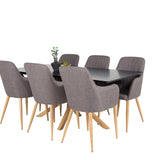 Piazza Matbord - Ek-look / svart - 180*90*75 +Comfort - Jídelní židle - Dub/tmavě šedá _6