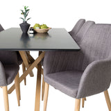 Piazza Matbord - Ek-look / svart - 180*90*75 +Comfort - Jídelní židle - Dub/tmavě šedá _6