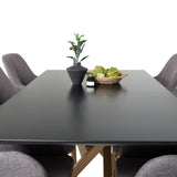 Piazza Matbord - Ek-look / svart - 180*90*75 +Comfort - Jídelní židle - Dub/tmavě šedá _6