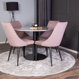 Jídelní stůl Razzia 106 cm - Šedá Terazzo / Černá + jídelní židle Leone - Černé nohy / Dusty PinkCorduroy _4