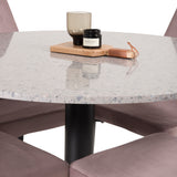 Jídelní stůl Razzia 106 cm - Šedá Terazzo / Černá + jídelní židle Leone - Černé nohy / Dusty PinkCorduroy _4