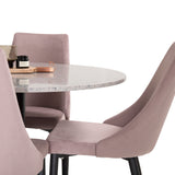 Jídelní stůl Razzia 106 cm - Šedá Terazzo / Černá + jídelní židle Leone - Černé nohy / Dusty PinkCorduroy _4