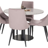 Jídelní stůl Razzia 106 cm - Šedá Terazzo / Černá + jídelní židle Leone - Černé nohy / Dusty PinkCorduroy _4