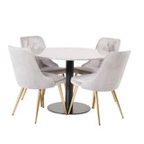 Jídelní stůl Razzia 106cm - Šedá Terazzo / BlackVelvet Deluxe jídelní židle - Br