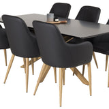Piazza Matbord - Ek-look / svart - 180*90*75 +Comfort Karmstol - Ek-Look / Svart PU _6