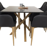 Piazza Matbord - Ek-look / svart - 180*90*75 +Comfort Karmstol - Ek-Look / Svart PU _6