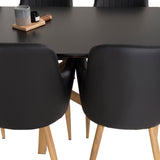 Piazza Matbord - Ek-look / svart - 180*90*75 +Comfort Karmstol - Ek-Look / Svart PU _6