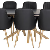 Piazza Matbord - Ek-look / svart - 180*90*75 +Comfort Karmstol - Ek-Look / Svart PU _6