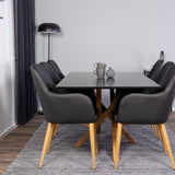 Piazza Matbord - Ek-look / svart - 180*90*75 +Comfort Karmstol - Ek-Look / Svart PU _6