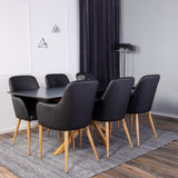 Piazza Matbord - Ek-look / svart - 180*90*75 +Comfort Karmstol - Ek-Look / Svart PU _6