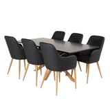 Piazza Matbord - Ek-look / svart - 180*90*75 +Comfort Karmstol - Ek-Look / Svart PU _6