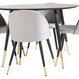 Dipp jídelní stůl - 115 cm - Černá dýha / černé nohy s mosazným dipp Velvet Matsto