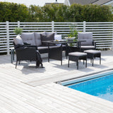 Sedací souprava Knock - Black Wicker - Grey Cushion