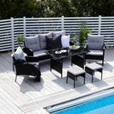 Sedací souprava Knock - Black Wicker - Grey Cushion