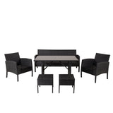 Sedací souprava Knock - Black Wicker - Grey Cushion