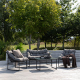 Tina - Sedací souprava - Černá / Šedá - Ocel -