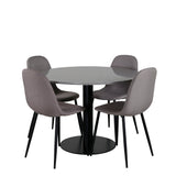 Razzia Jídelní stůl 106cm -Šedá Terazzo / Černá + Židle Polar - Šedá látka Černé nohy _4