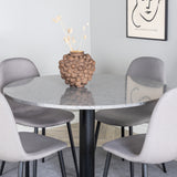 Razzia Jídelní stůl 106cm -Šedá Terazzo / Černá + Židle Polar - Šedá látka Černé nohy _4