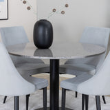 Jídelní stůl Razzia 106 cm - Šedá Terazzo / Černá + Leone jídelní židle - Černé nohy / Světle Šedá manšestrová _4