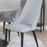 Jídelní stůl Razzia 106 cm - Šedá Terazzo / Černá + Leone jídelní židle - Černé nohy / Světle Šedá manšestrová _4