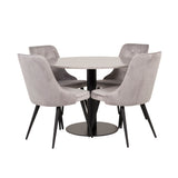 Razzia Jídelní stůl 106 cm - Šedá Terazzo / Černá - Velvet Deluxe Jídelní židle - Černé nohy / Světle Šedý samet 4