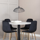 Jídelní stůl Razzia 106 cm -Bílá Terazzo / Černá - Židle Polar - Black Velvet / Matná mosazná noha 4