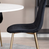 Jídelní stůl Razzia 106 cm -Bílá Terazzo / Černá - Židle Polar - Black Velvet / Matná mosazná noha 4