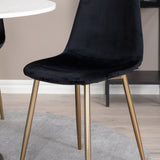 Jídelní stůl Razzia 106 cm -Bílá Terazzo / Černá - Židle Polar - Black Velvet / Matná mosazná noha 4