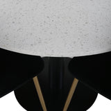 Jídelní stůl Razzia 106 cm -Bílá Terazzo / Černá - Židle Polar - Black Velvet / Matná mosazná noha 4