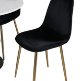 Jídelní stůl Razzia 106 cm -Bílá Terazzo / Černá - Židle Polar - Black Velvet / Matná mosazná noha 4