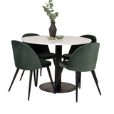 Razzia Jídelní stůl 106cm - White Terazzo / Black+Velvet Matstol - Svart / Moss