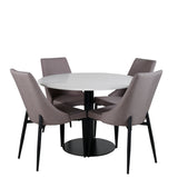 Jídelní stůl Razzia 106cm -Bílá Terazzo / Černá +Leone 2.0 Polar Grey - ČERNÉ nohy _4