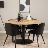 Kruhový stůl Cirebon - 140 cm - Teak / Black + Velvet Matstol - Svart / Svart Sammet_4