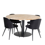 Kruhový stůl Cirebon - 140 cm - Teak / Black + Velvet Matstol - Svart / Svart Sammet_4