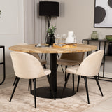 Kruhový stůl Cirebon - 140 cm - Teak / Black + Velvet Matstol - Svart / Créme _4